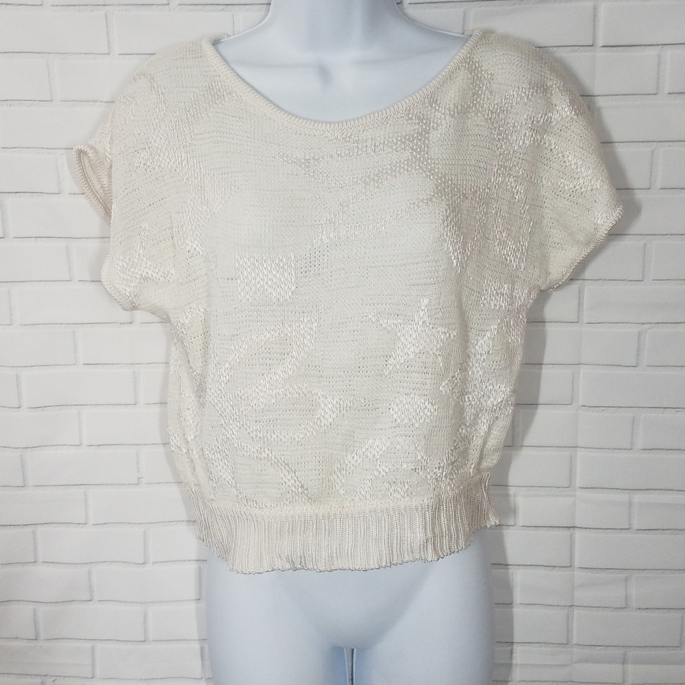 Renzo Tavani Ivory Floral Knit Top